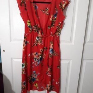 Red foral dress